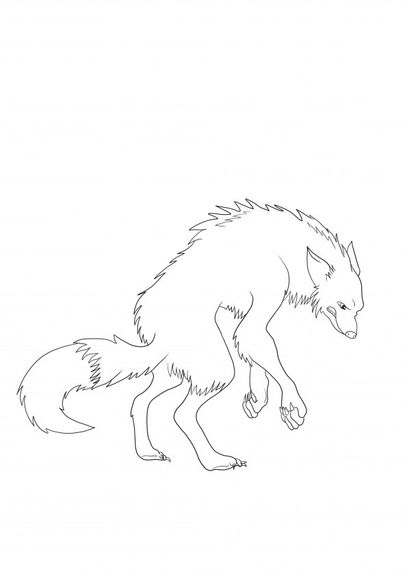 Scary werewolf free downloading or printing for kids to color