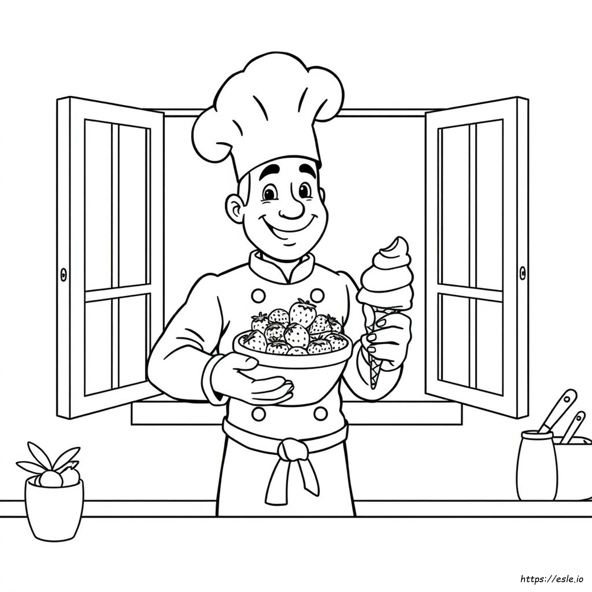 Disegno Da Colorare - Il Cuoco Con Il Cono Gelato