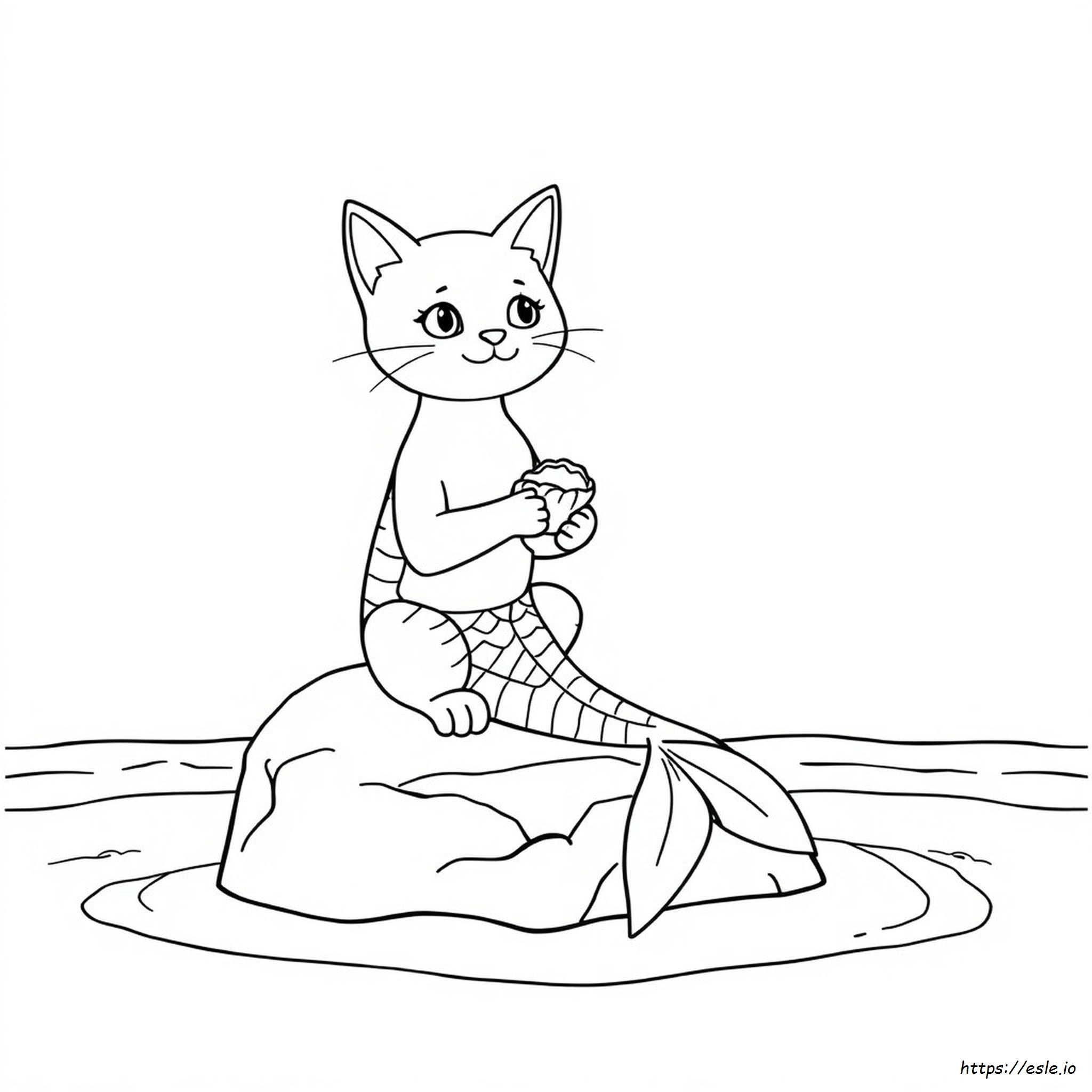 Gatto Sirena Da Colorare