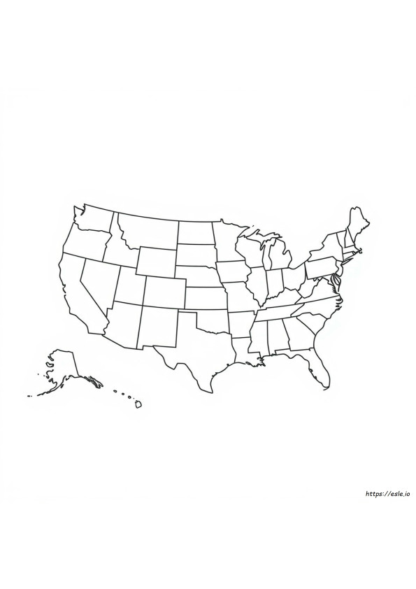 Gambar Mewarnai Peta Usa