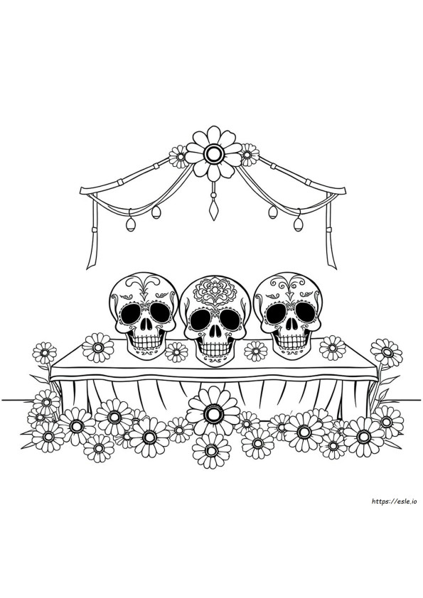 Sugar Skulls Colouring Pages