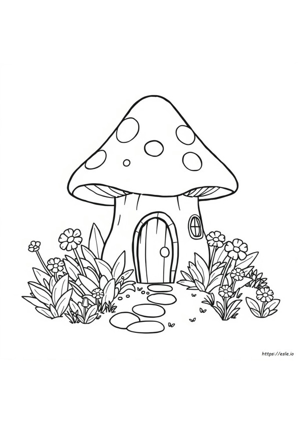 Cute Mushroom House Coloring Pages