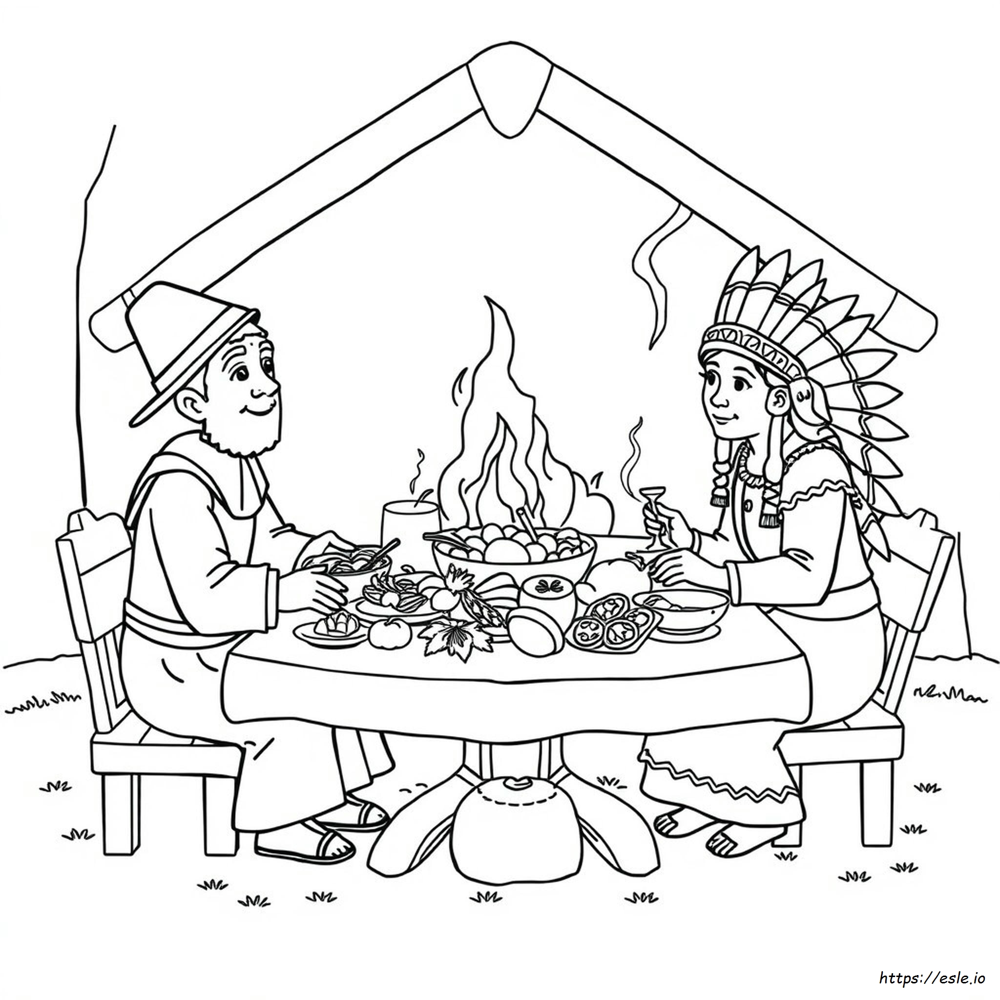Pilgrim And Indian Thanksgiving Coloring Pages