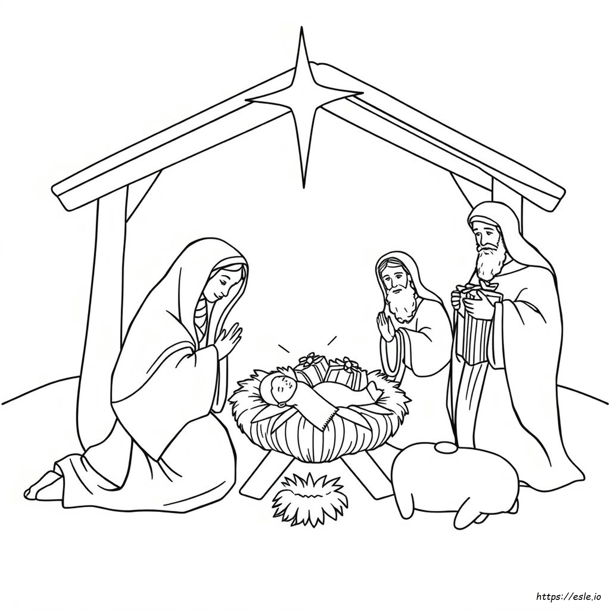 Gambar Mewarnai Kelahiran Yesus - Gratis Untuk Dicetak