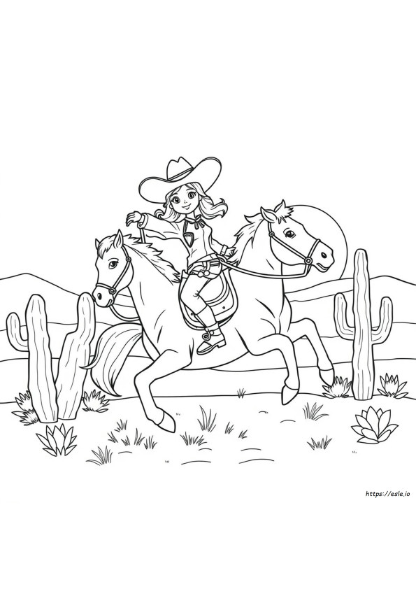 Cowgirl Colouring Pages