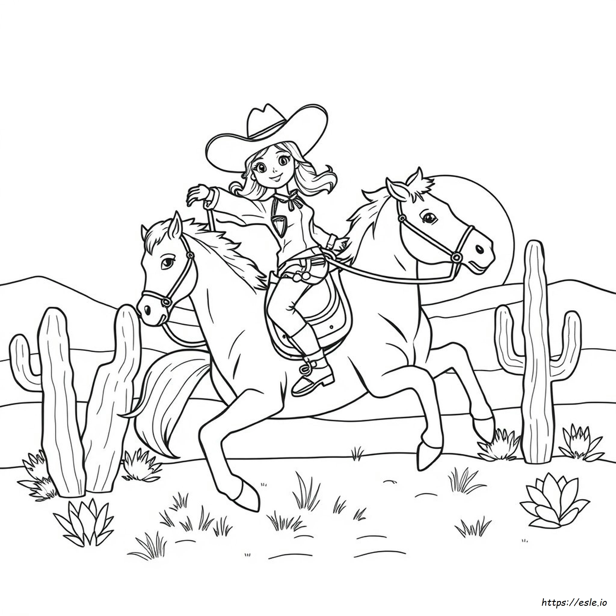 Cowgirl Colouring Pages