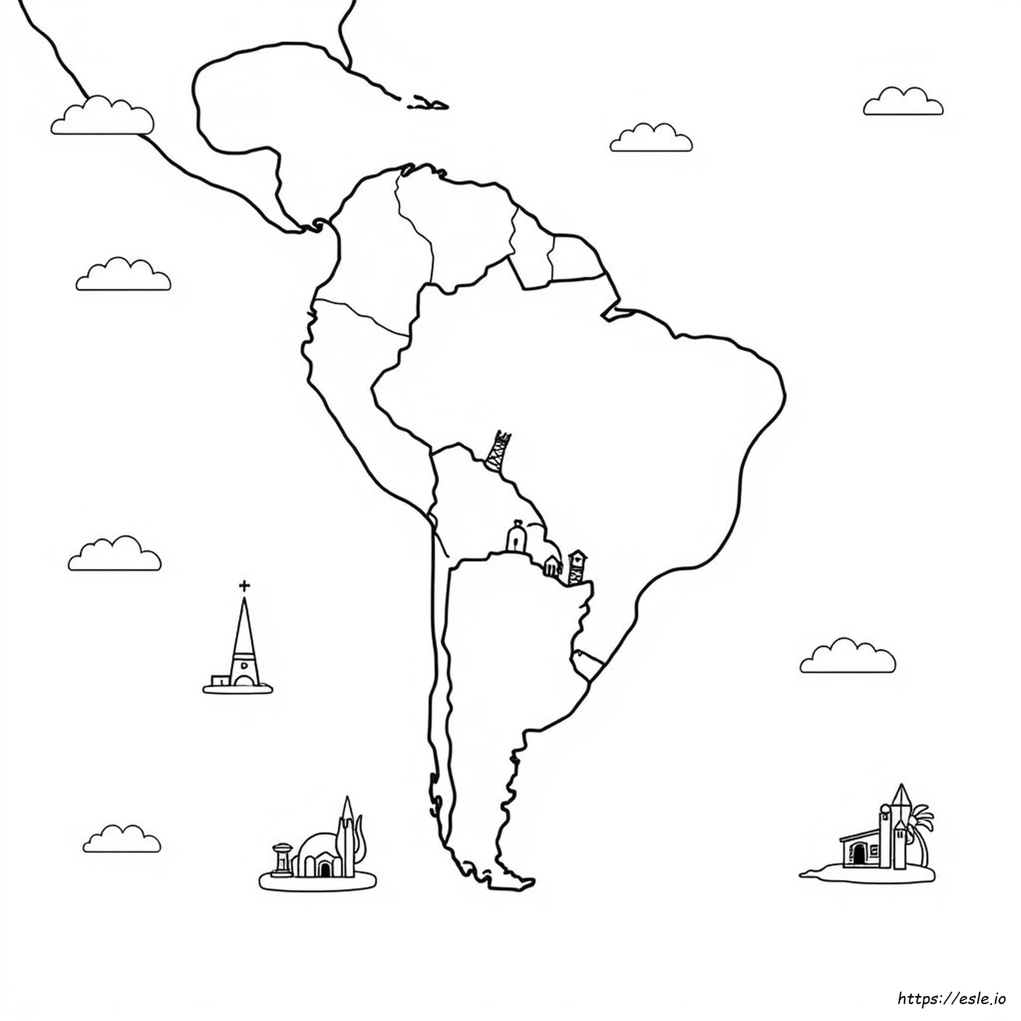 Latin America Map Coloring Page