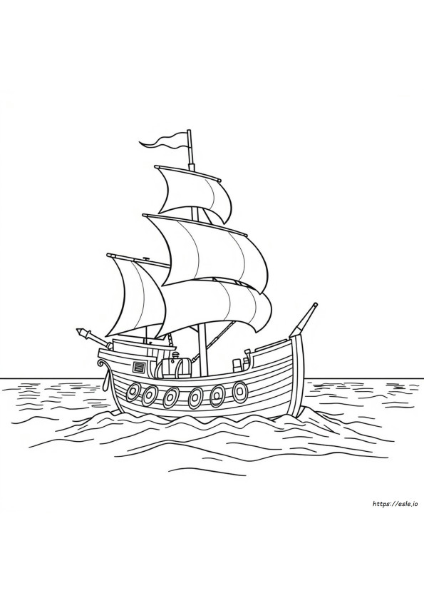 Detailed Pirate Ship Coloring Page
