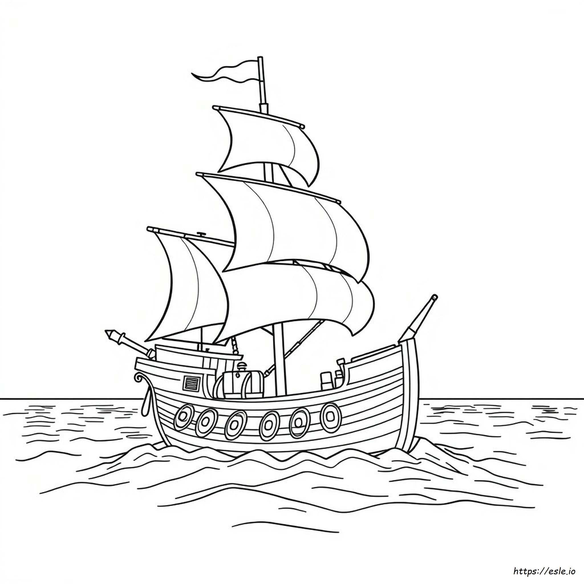 Detailed Pirate Ship Coloring Page