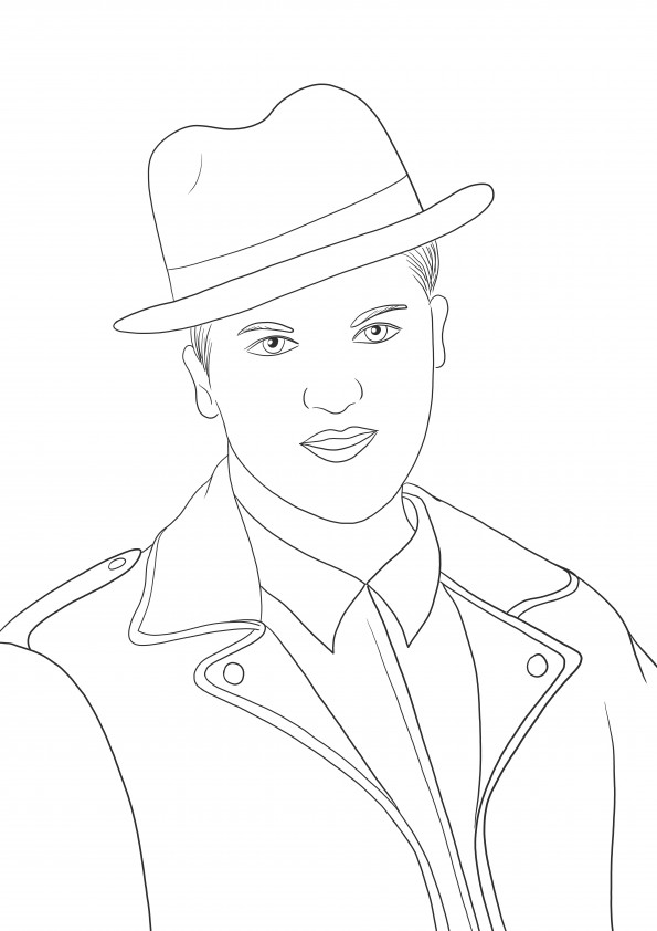 Bruno Mars - a famous person coloring sheet free to print