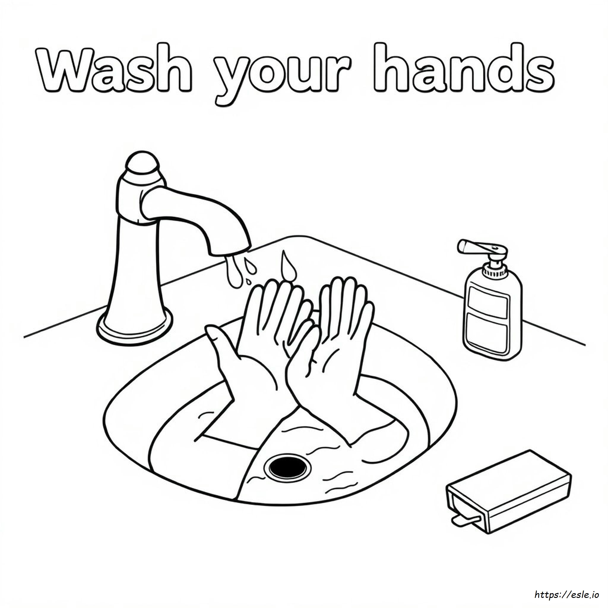 Wash Your Hands Coloring Sheet