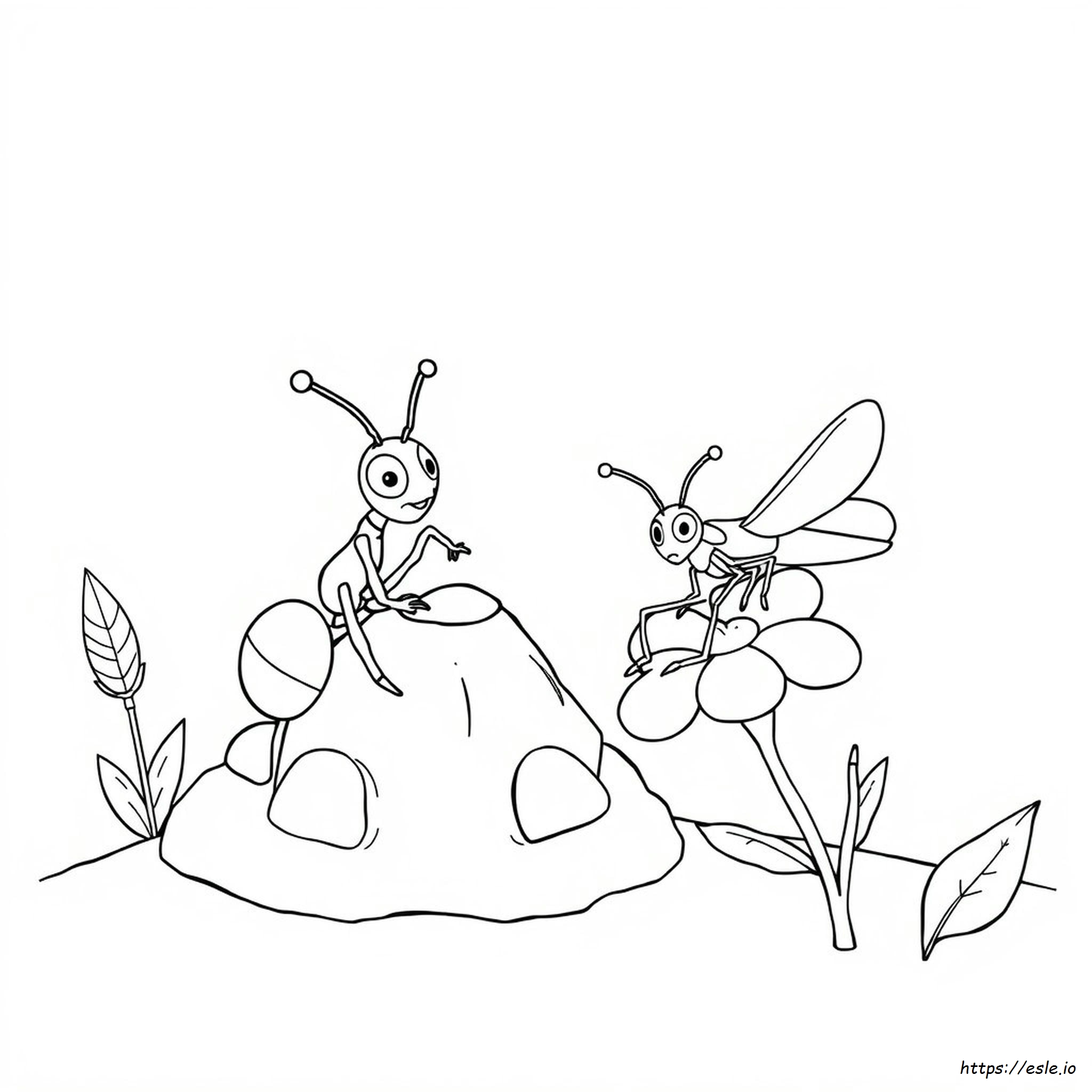 The Ant And The Grasshopper Coloring Pages