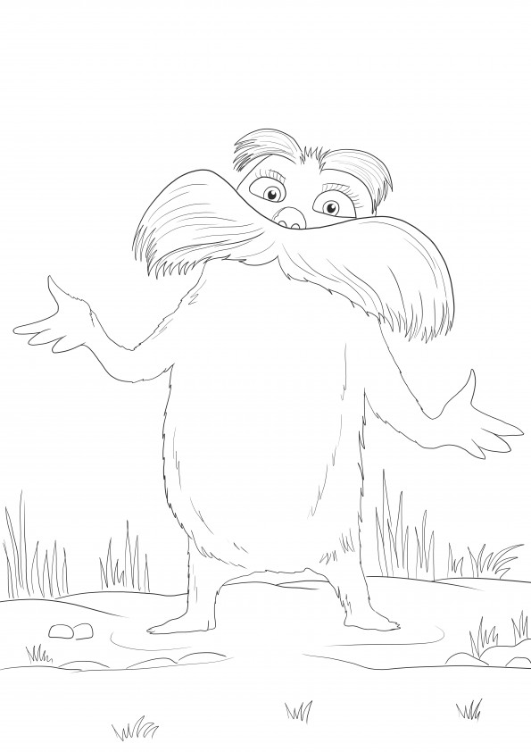 Lorax from Dr. Seuss' the Lorax movie easy coloring and free downloading
