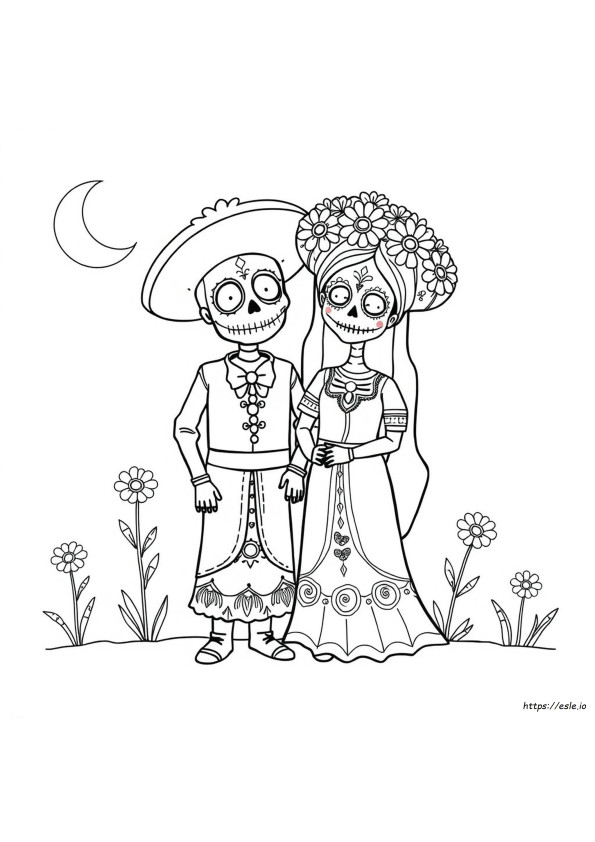 Day Of The Dead Couple Coloring Pages