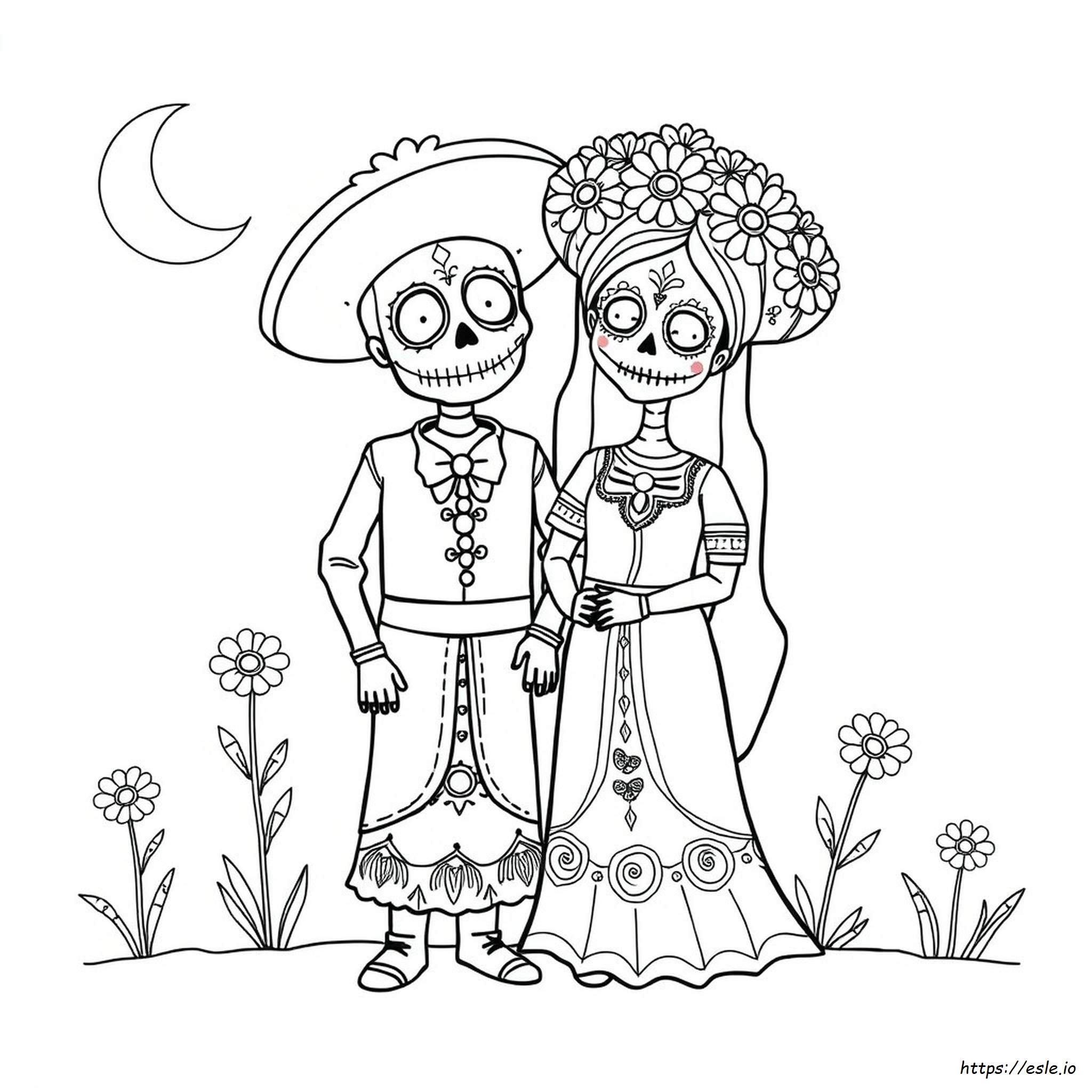 Day Of The Dead Couple Coloring Pages