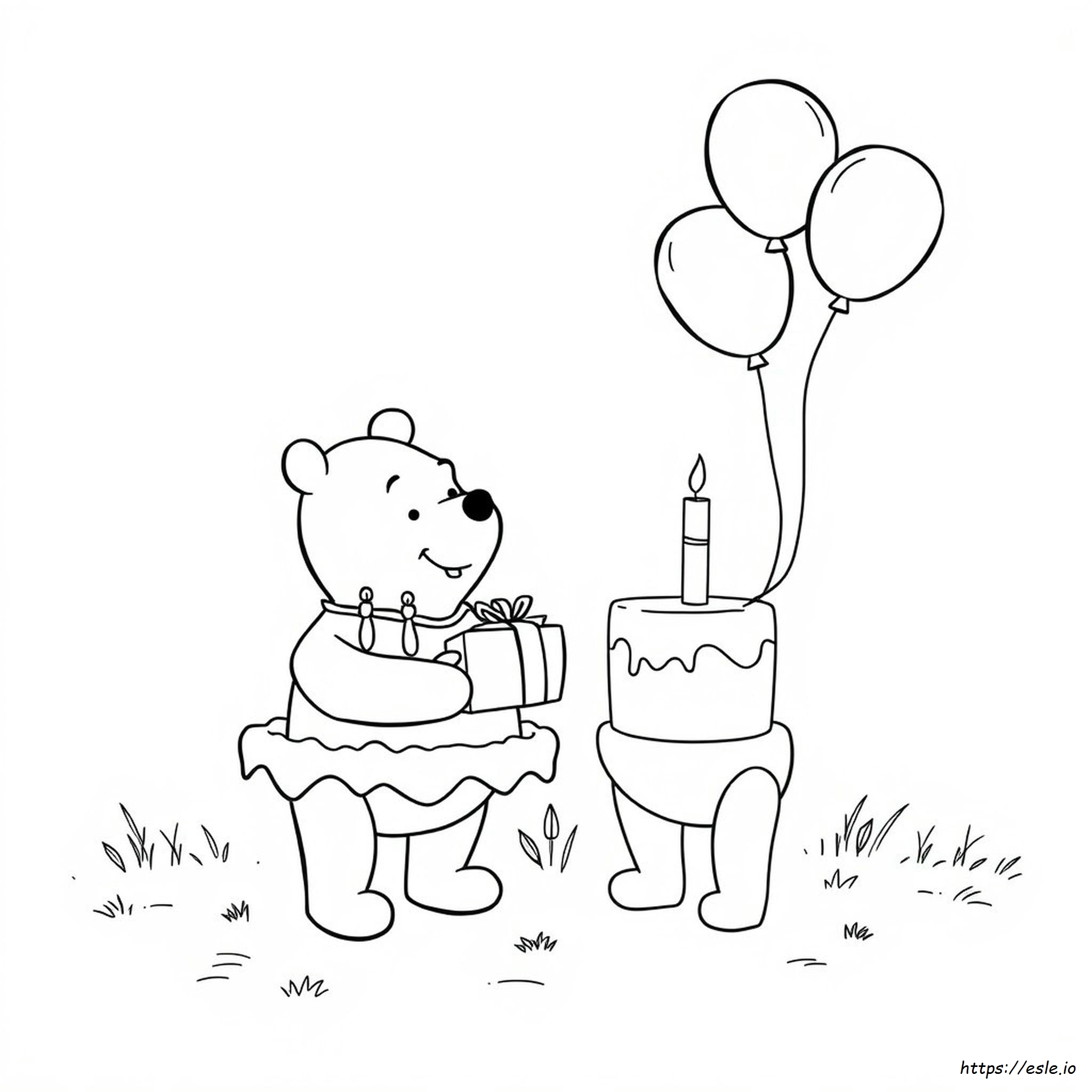 Pooh Ulang Tahun Gambar Mewarnai - Gratis Untuk Dicetak