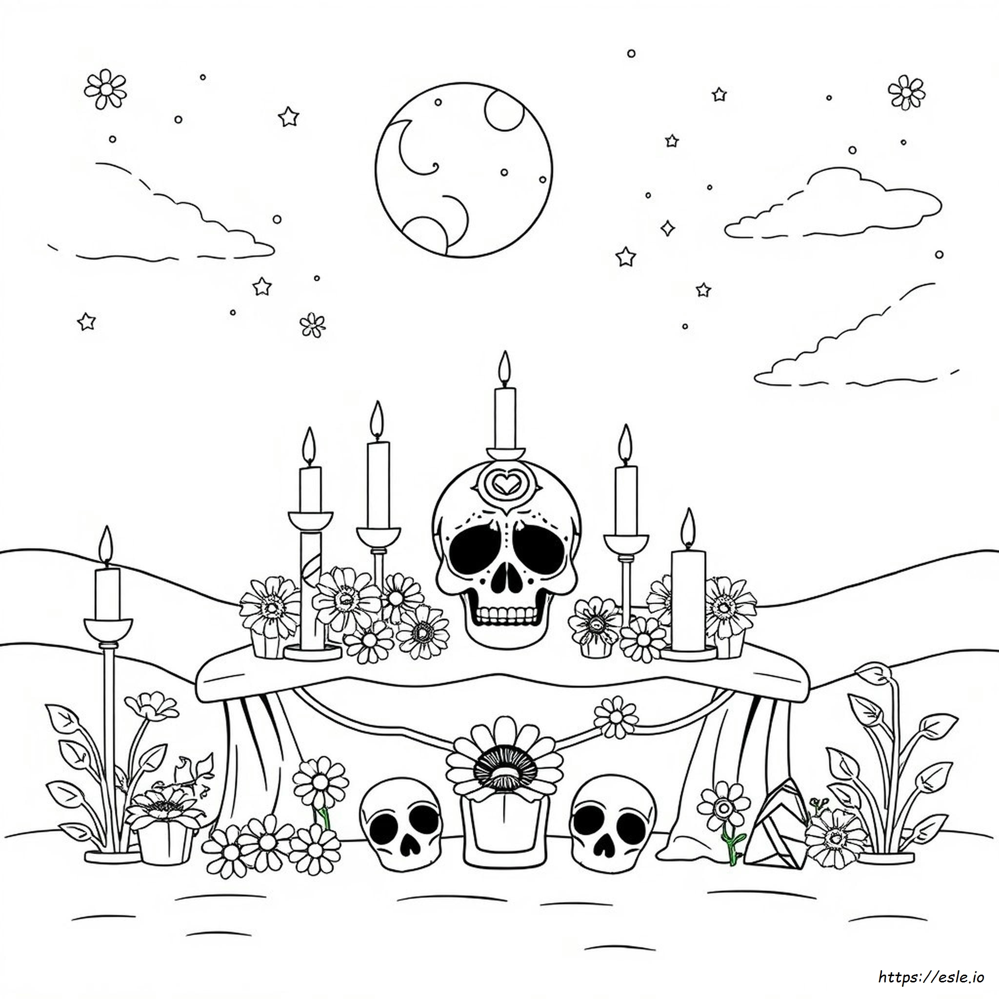 Gambar Mewarnai Day Of The Dead Untuk Anak-Anak - Gratis Untuk Dicetak