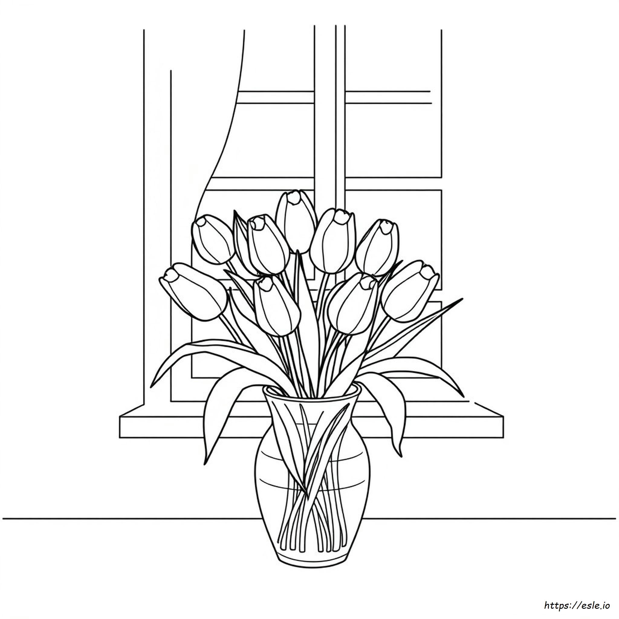Coloring Tulip Bouquet Drawing