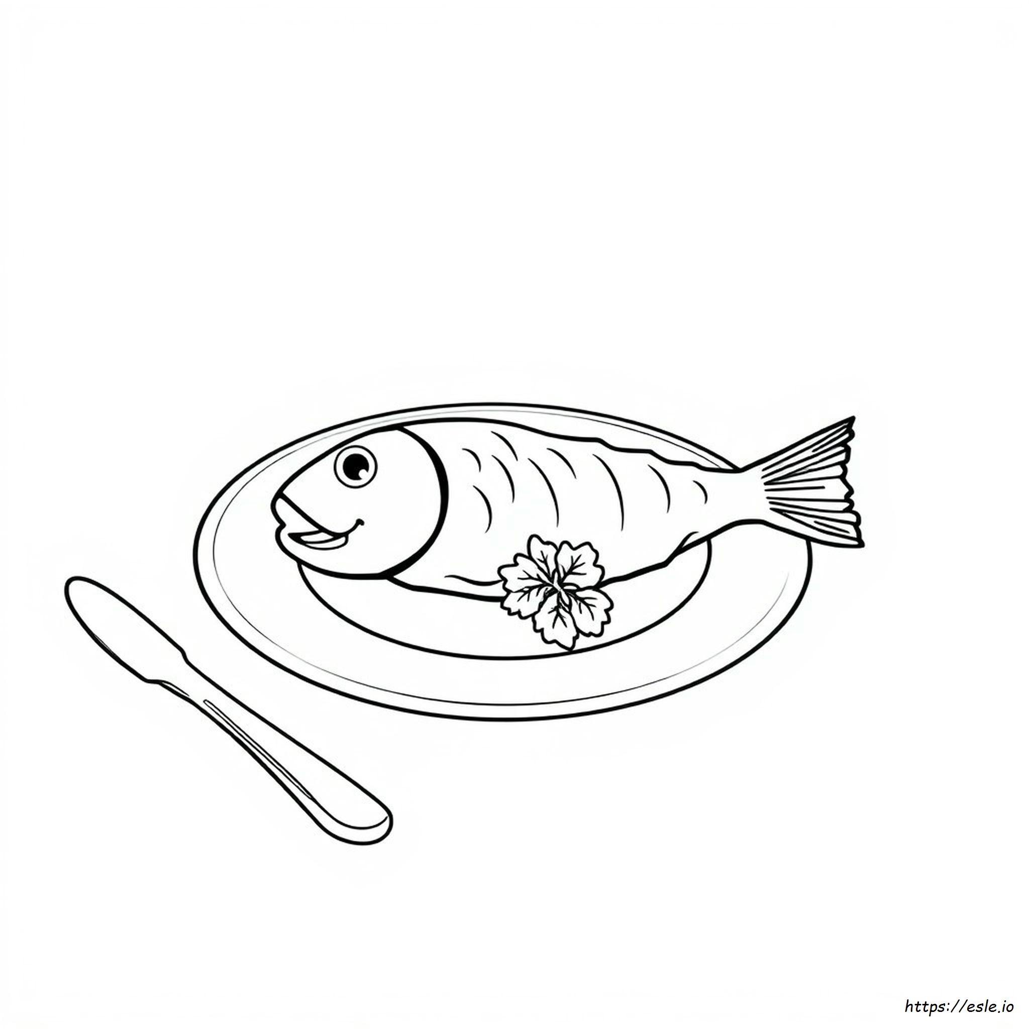 Pescado Frito Para Colorear