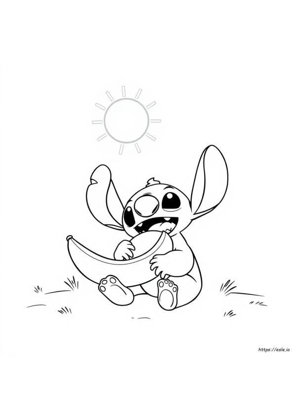 Stitch Eating Banna Coloring Pages