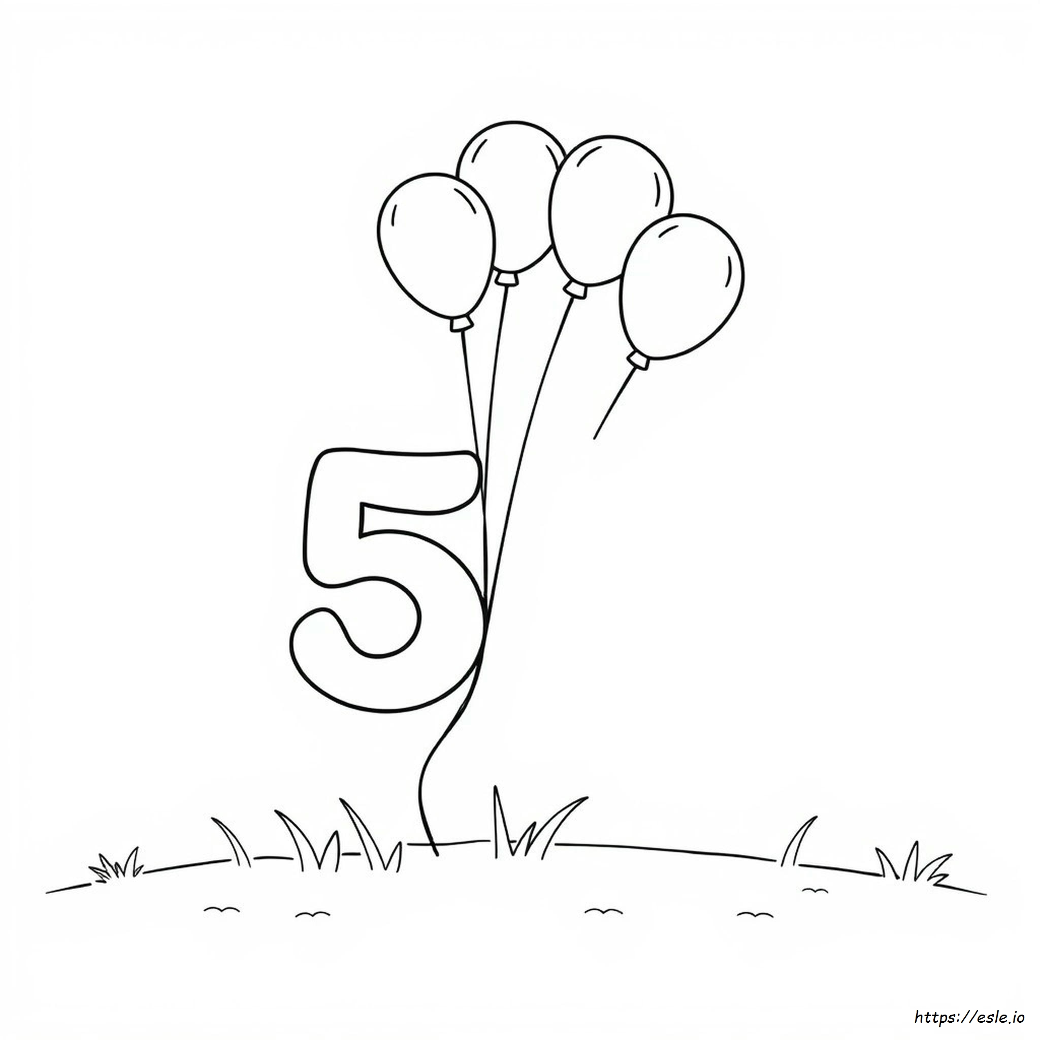 Kindergarten Number 5 Coloring Page