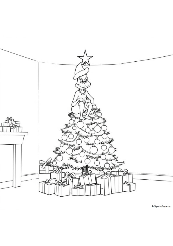 The Grinch Christmas Tree Coloring Page