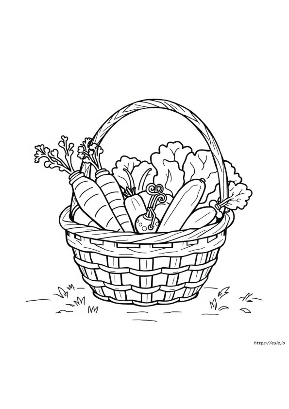 Easy Vegetable Basket Coloring Page