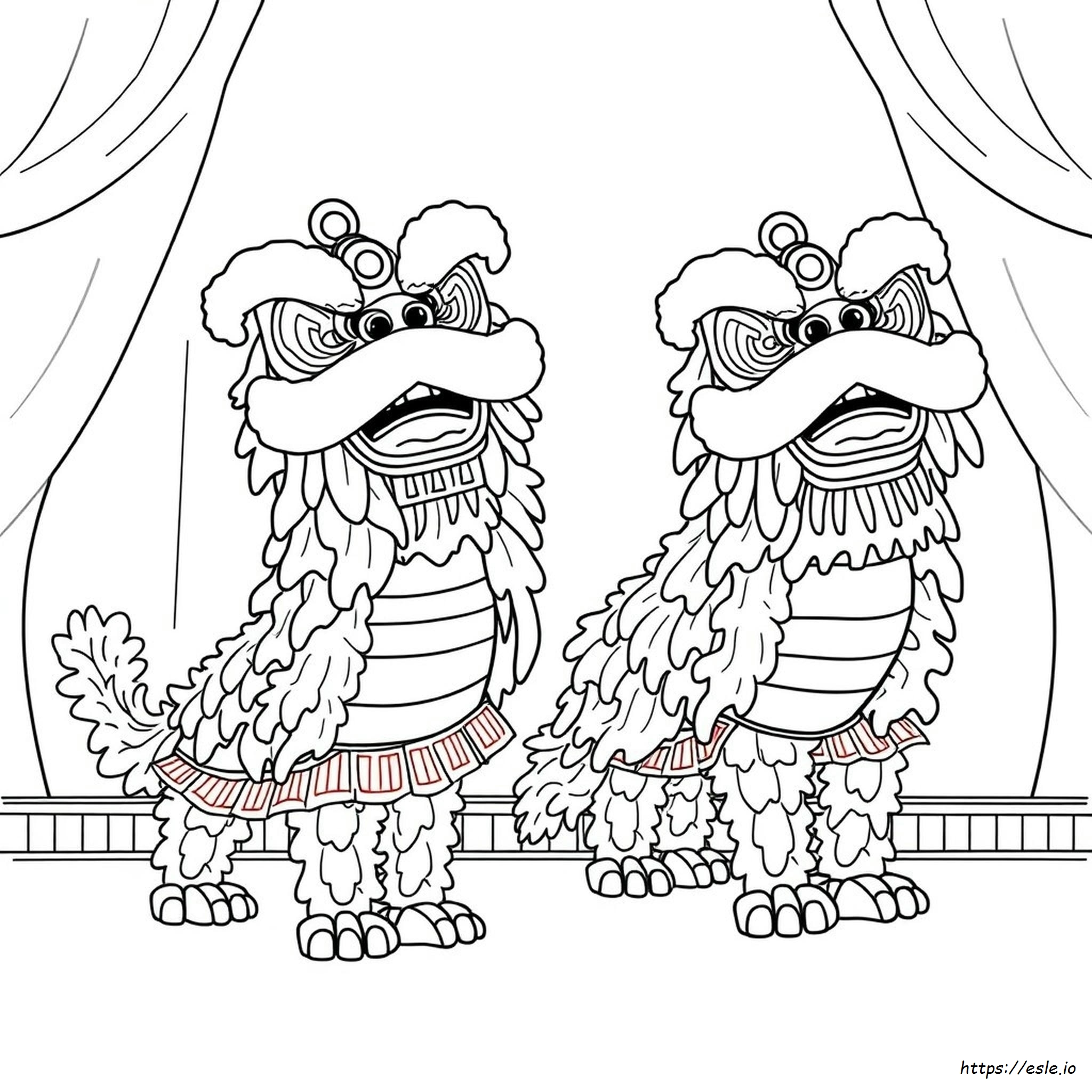 Chinese Lion Dance Coloring Page
