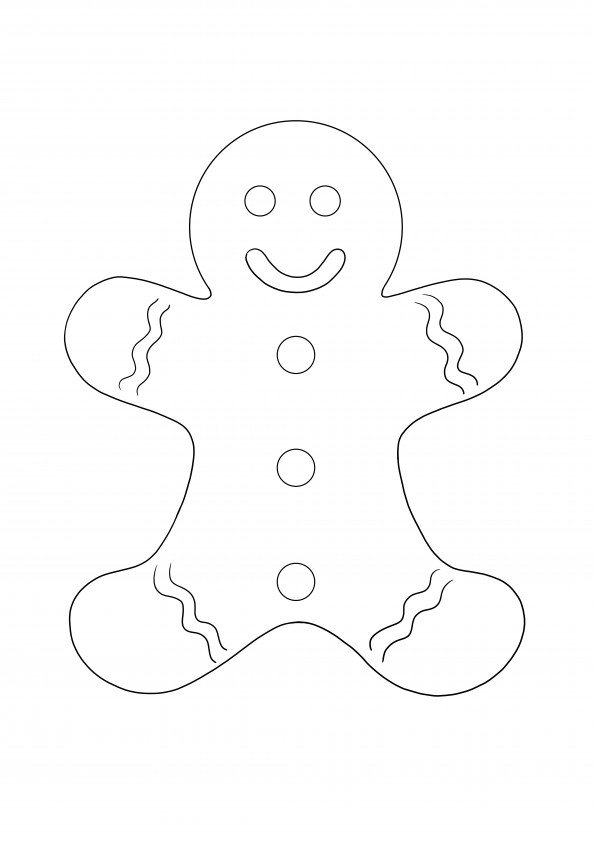 Christmas Gingerbread Man sederhana untuk diwarnai dan gratis untuk mengunduh gambar