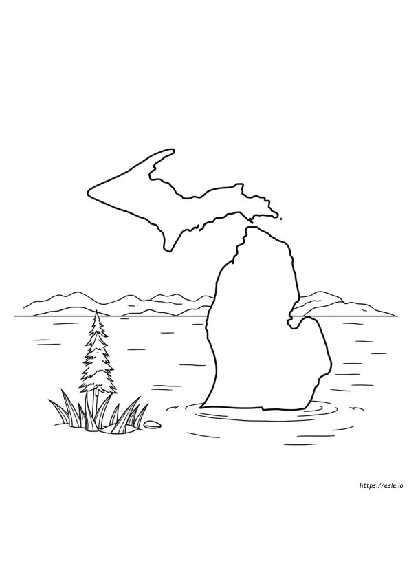 Gambar Mewarnai Negara Bagian Michigan