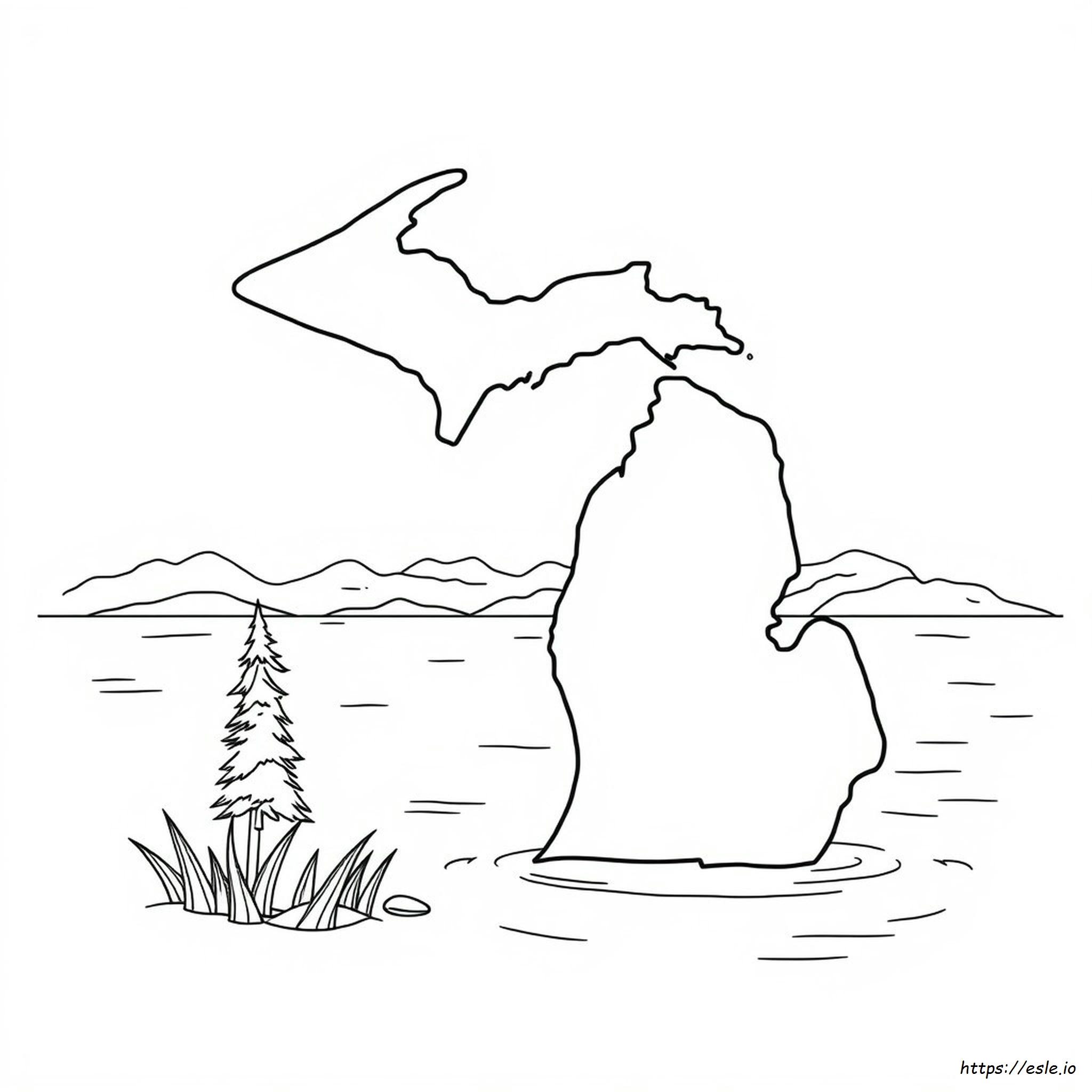 Gambar Mewarnai Negara Bagian Michigan