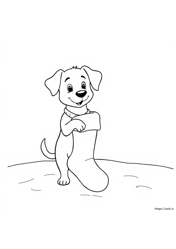 Dog In Stocking Coloring Page
