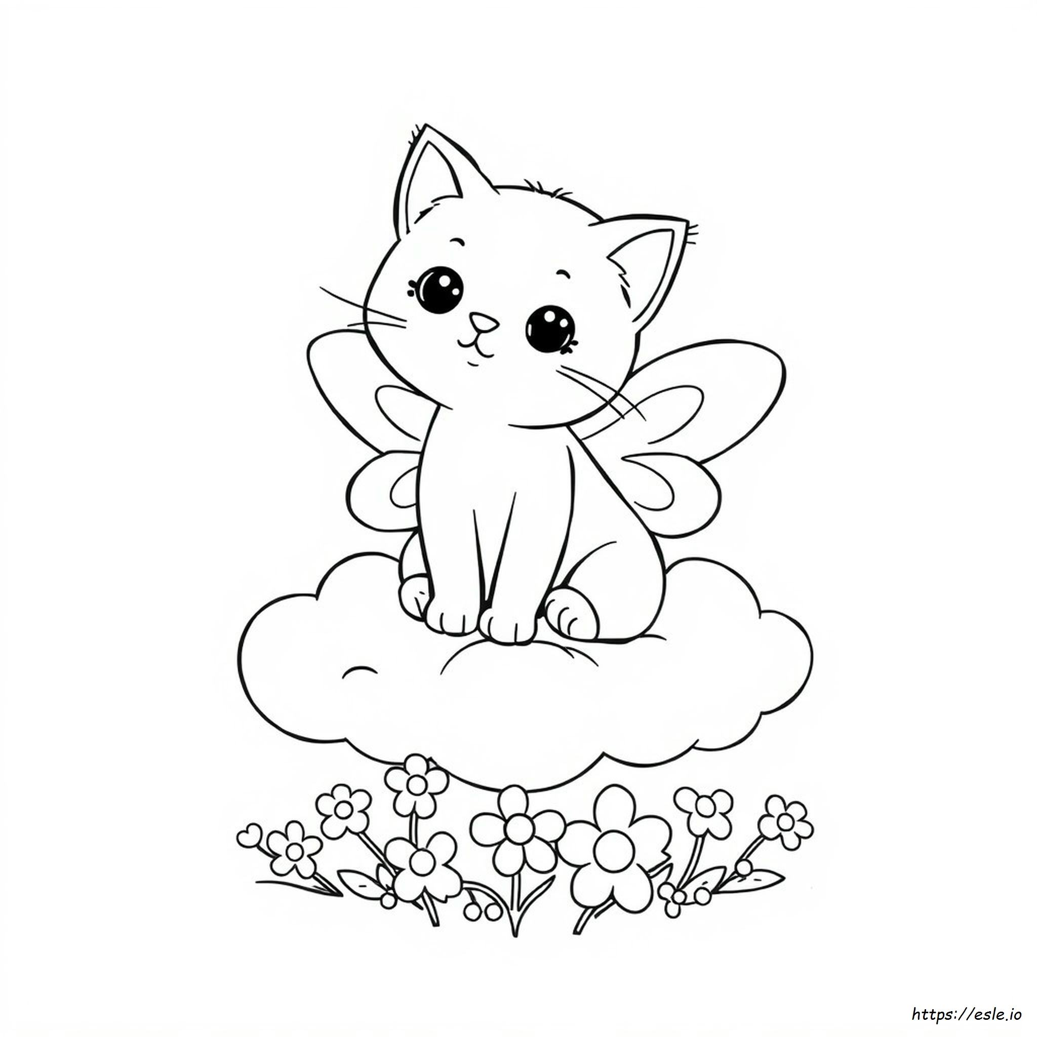 Kucing Lucu Bersayap Gambar Mewarnai