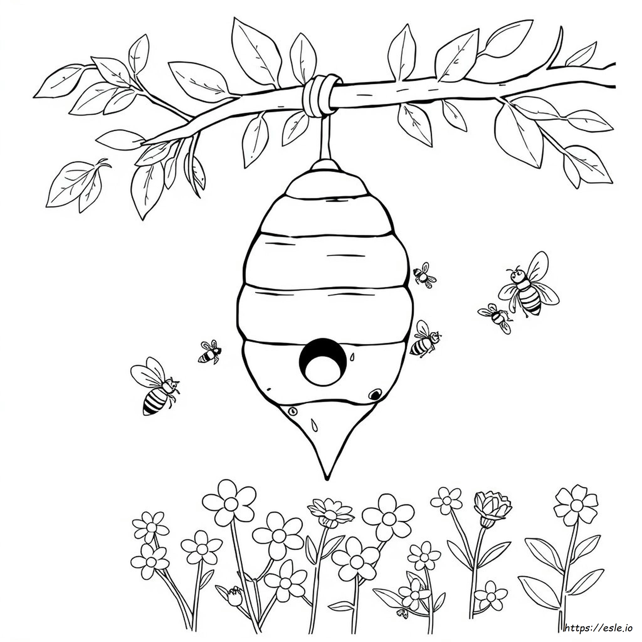 Printable Beehive Coloring Page