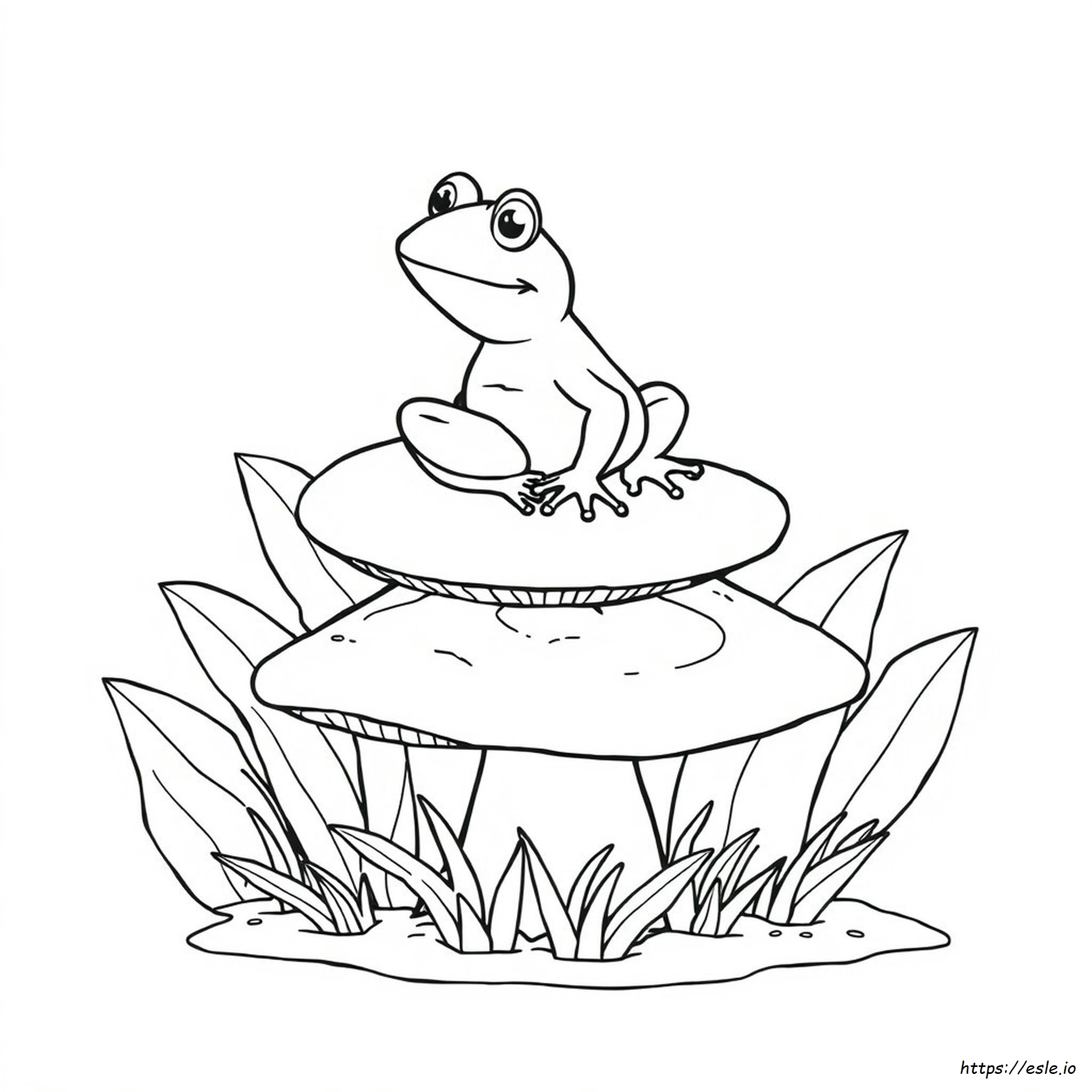 Frog Mushroom Coloring Page