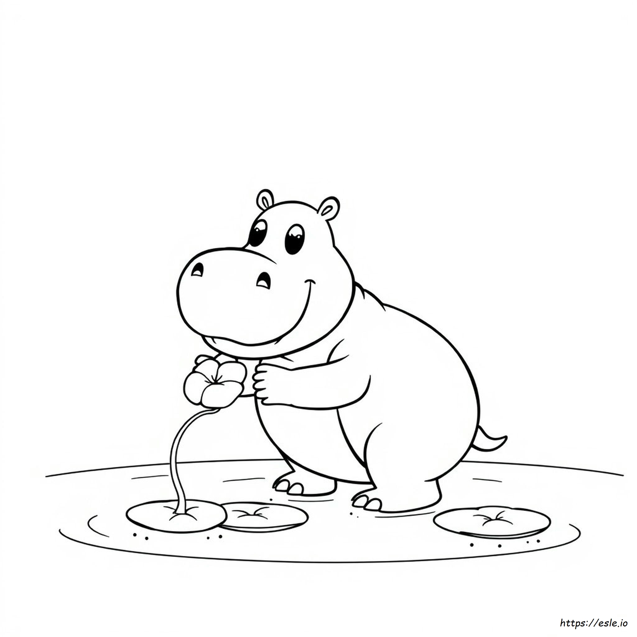 Cartoon Hippo Coloring Page