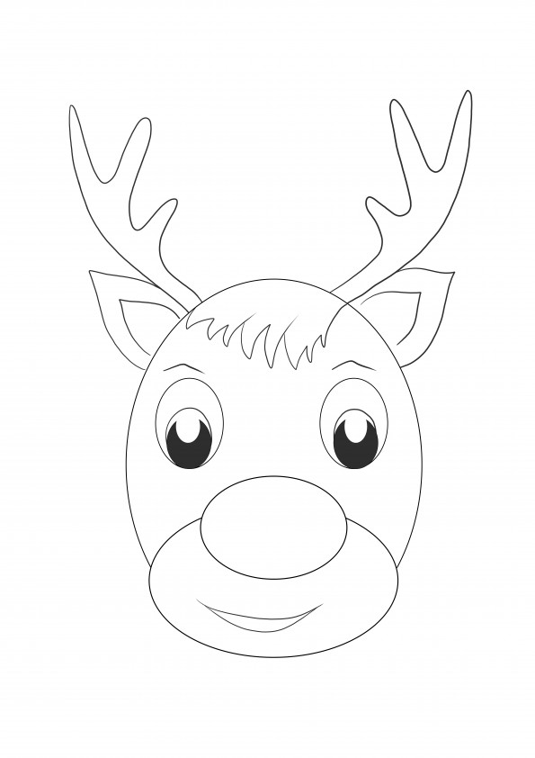 Christmas Reindeer Face to print for free or download coloring image