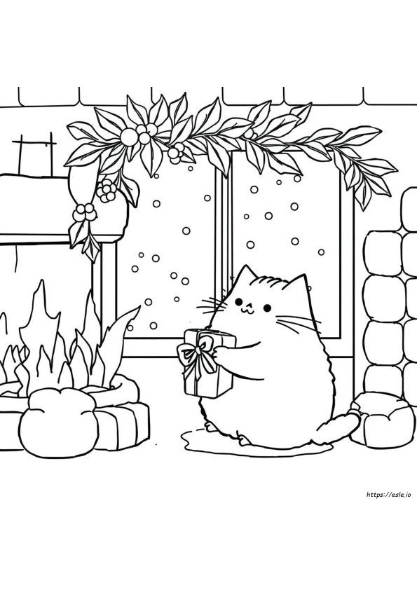 Winter Pusheen Christmas Coloring Pages