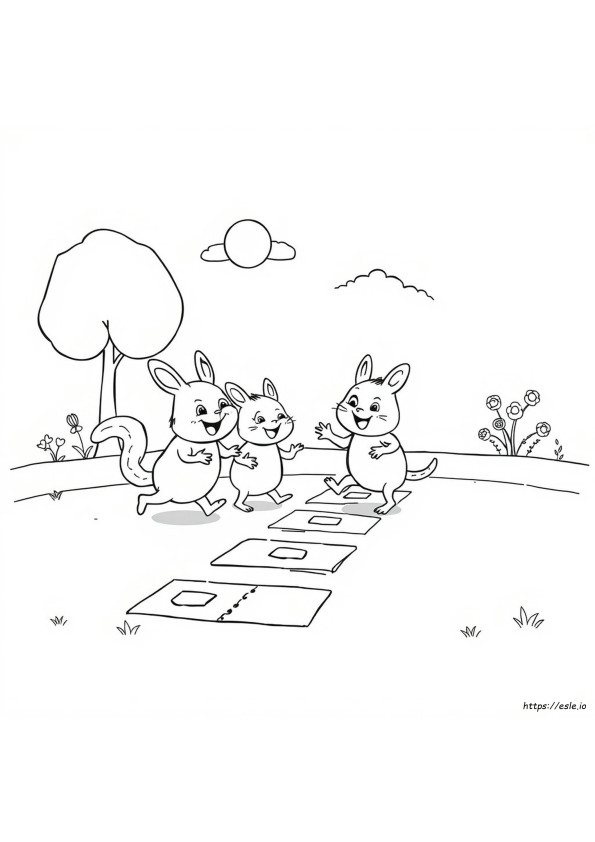 Hoppy Hopscotch Smiling Critters Coloring Pages