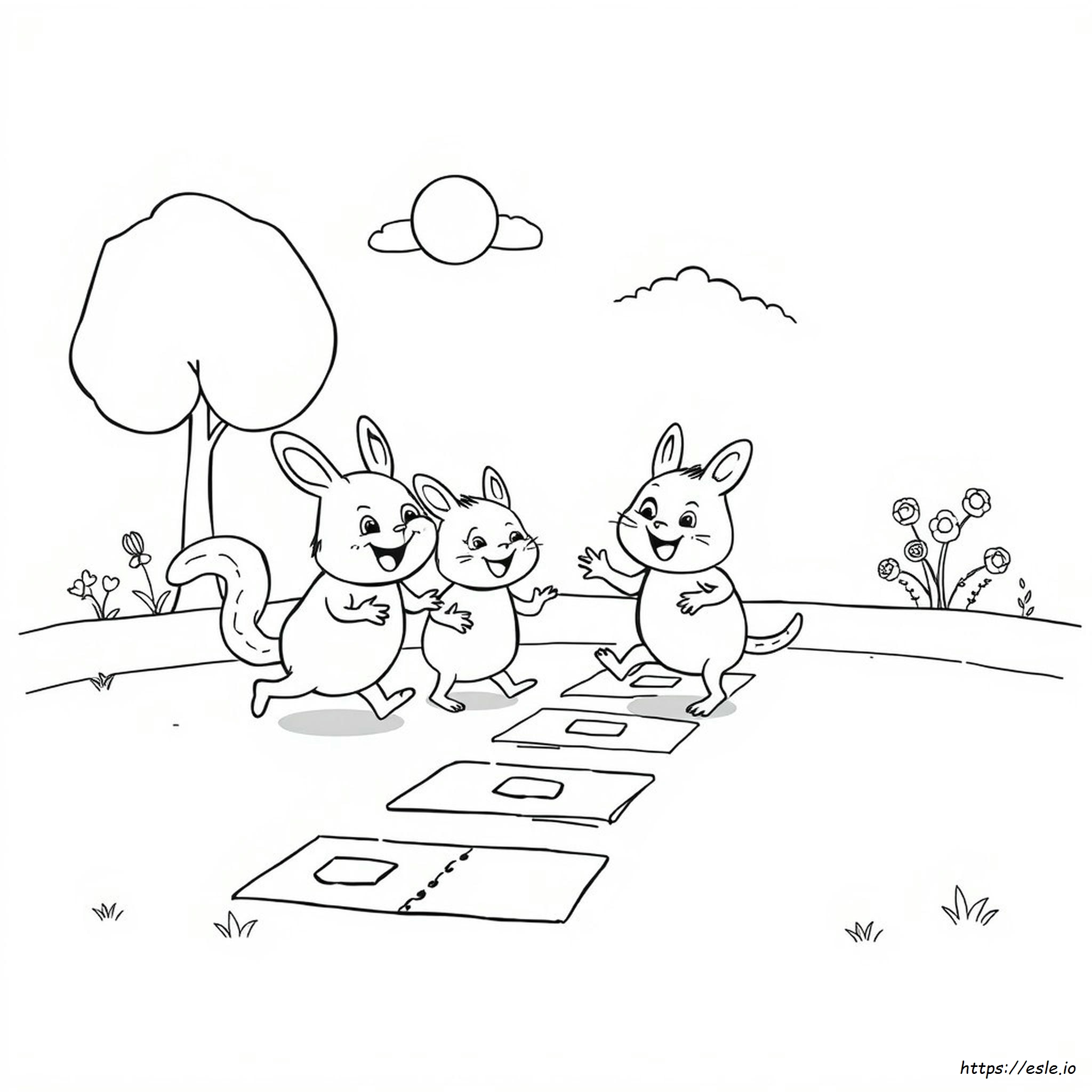 Hoppy Hopscotch Smiling Critters Coloring Pages