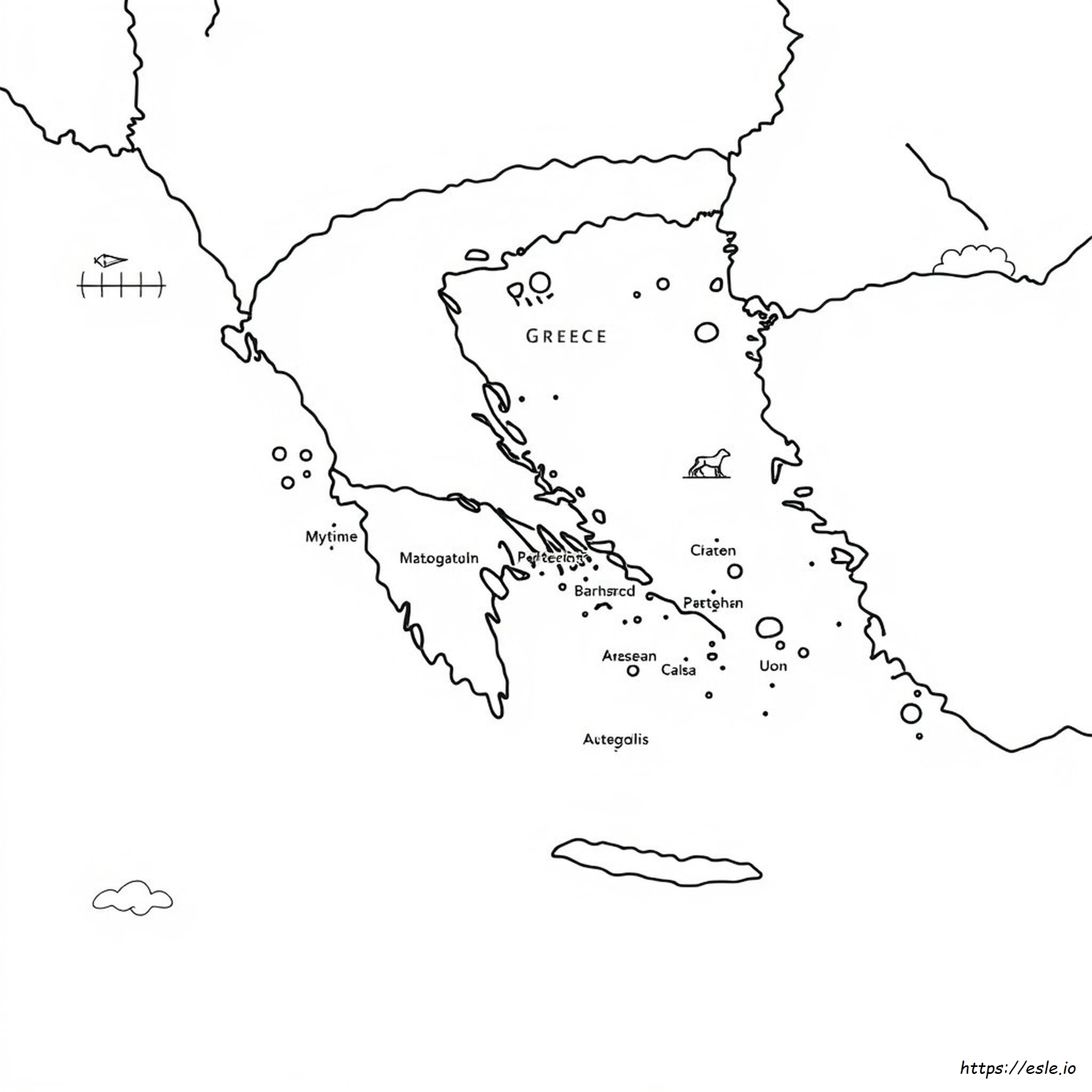 Map Of Greece Coloring Page