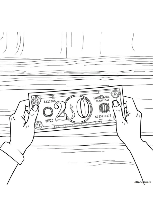 Gambar Mewarnai Uang Dua Puluh Dolar