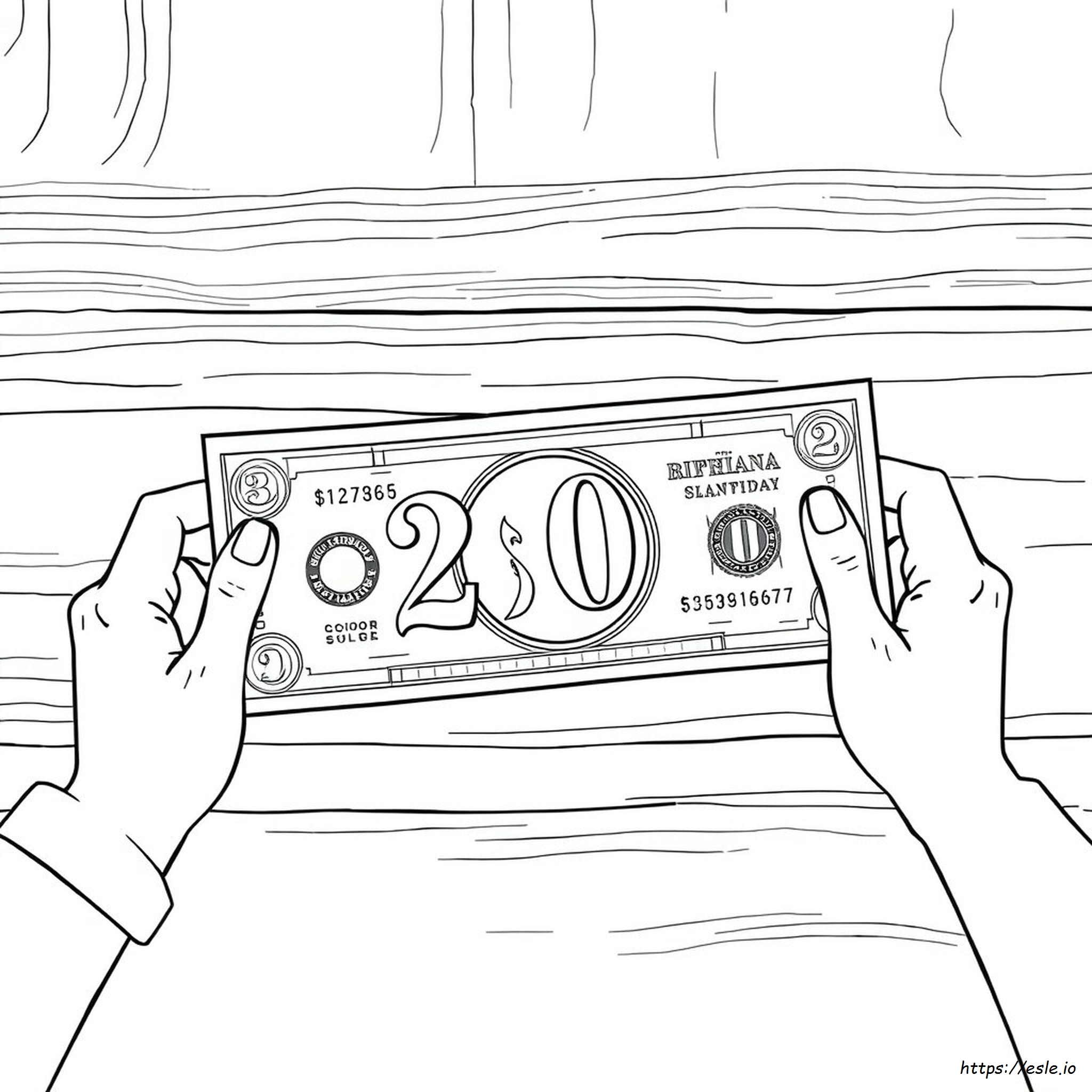 20 Dollar Bill Coloring Page