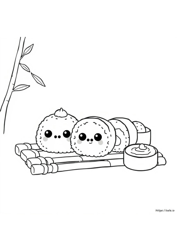 Cute Sushi Colouring Pages