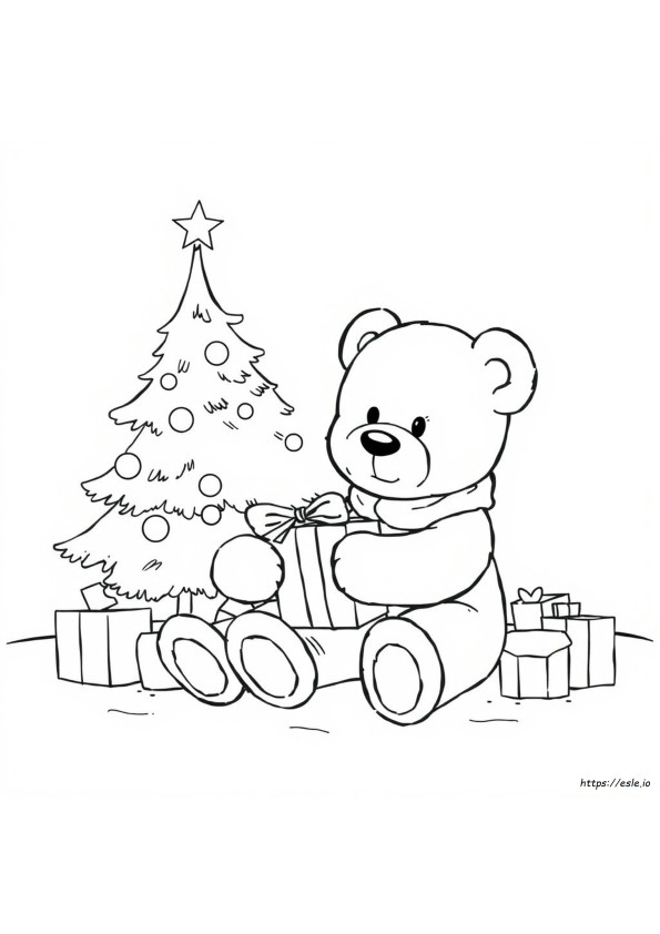 クリスマス テディベア ぬりえ 無料