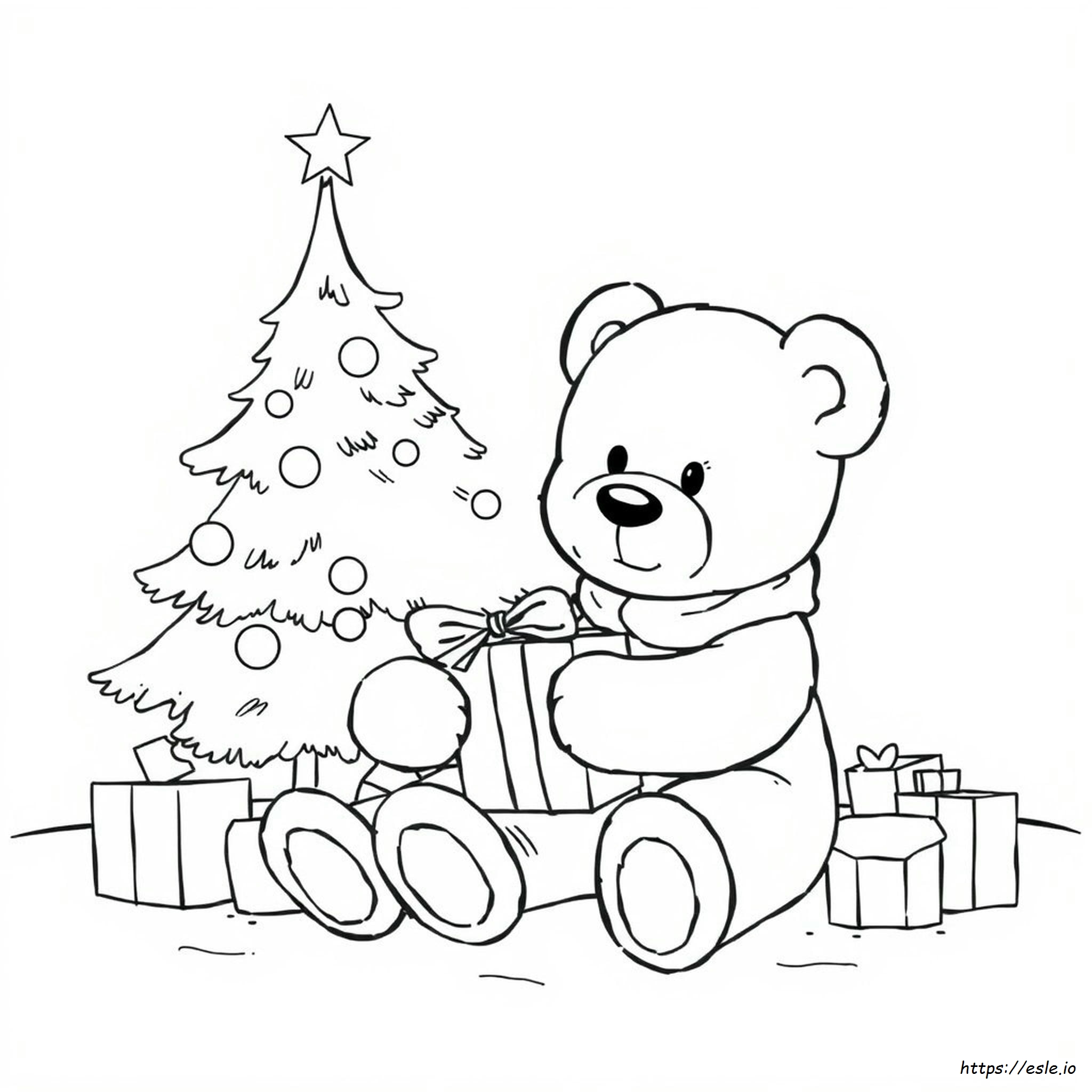 Weihnachts Teddybär Ausmalbild