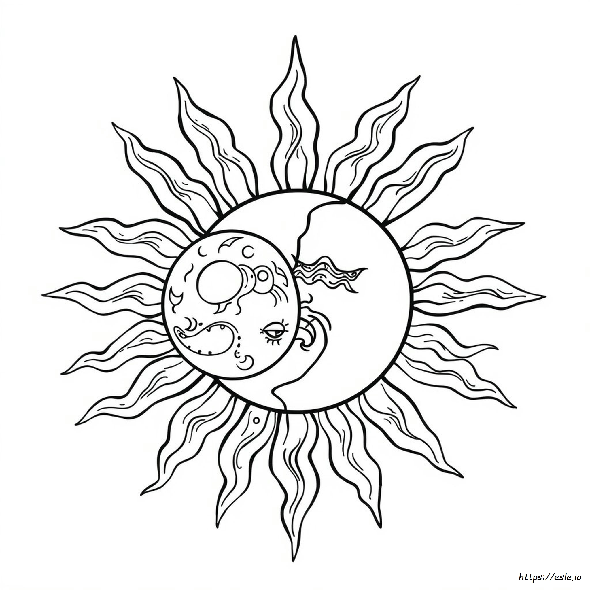 Trippy Sun And Moon Coloring Pages