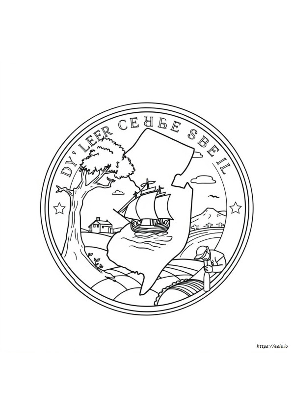 Kolorowanka Z Herbem Stanu New Jersey
