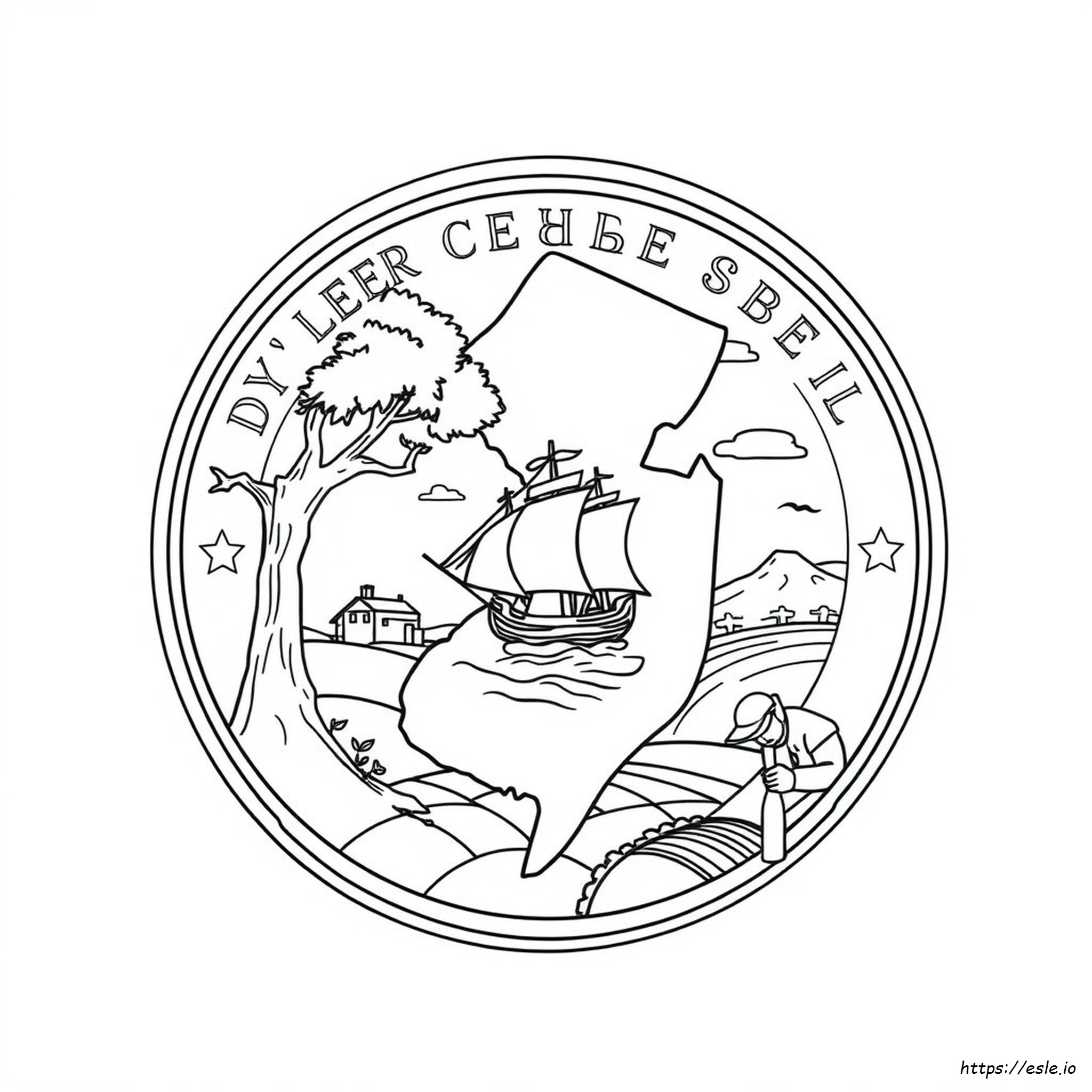 Pagina De Colorat Cu Sigiliul Statului New Jersey