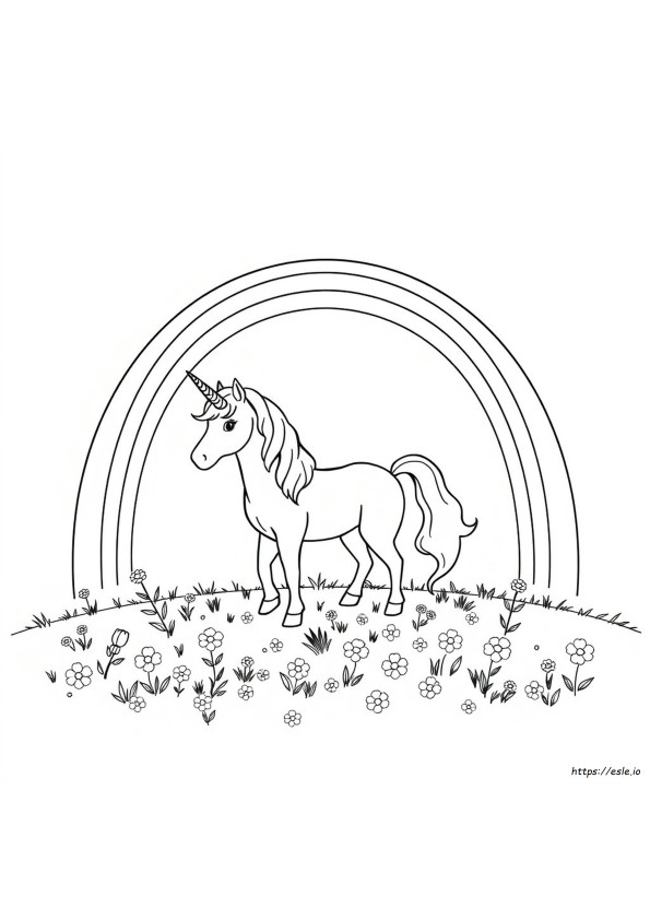 Curcubeu Cu Unicorn De Colorat